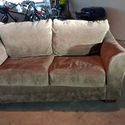 Brown Fabric Love Seat Couch