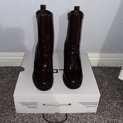 Burgundy Platform Booties