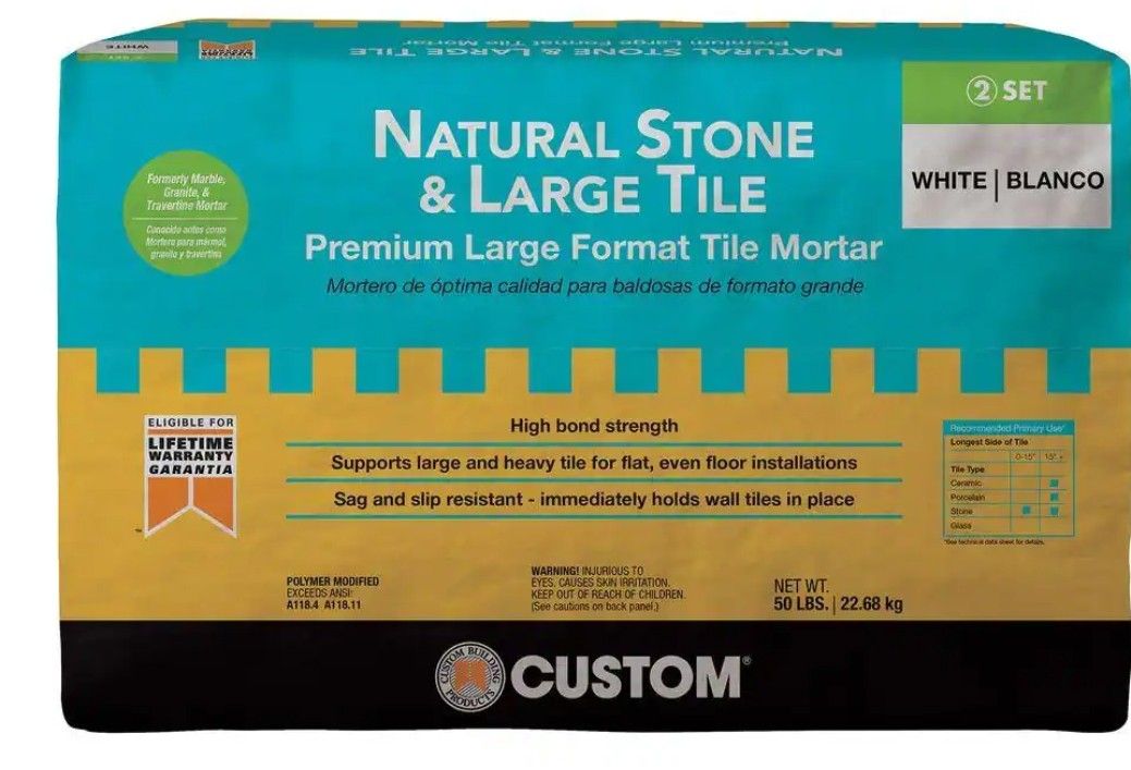 Natural Stone and Large Tile 50 lb. White Premium Thinset Mortar