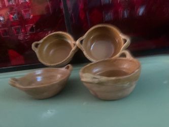 Lot of 4 small clay bowls, salsa bowls from Mexico $20 all