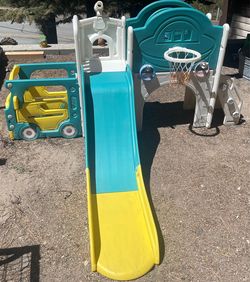 9-in-1 Toddler Slide, Bus Themed Climber Playset