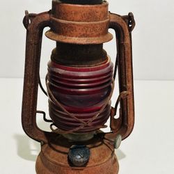 Vintage Wing Wheeled Made in Japan Lantern  Red Glass 