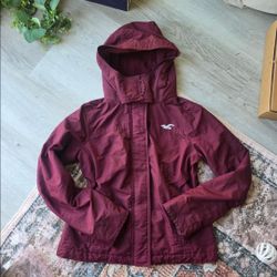 Hollister All Weather Hooded Jacket Burgundy Women's Size Medium
