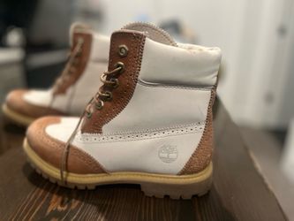 Timberland white and brown leather boots
