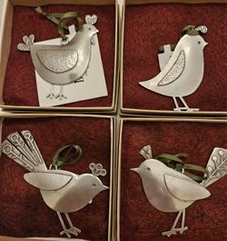 Beehive Handmade: Holiday Ornaments Set Of Four Birds