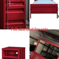 Full size, bed, dresser, nightstand, and mirror