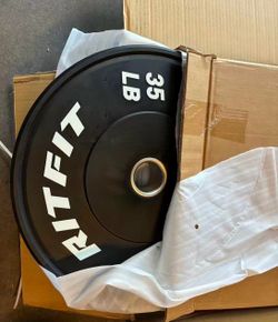 RitFit Olympic Rubber Grip Weight Plates, 2-Inch Barbell (35Lbs) ($1 per lb)