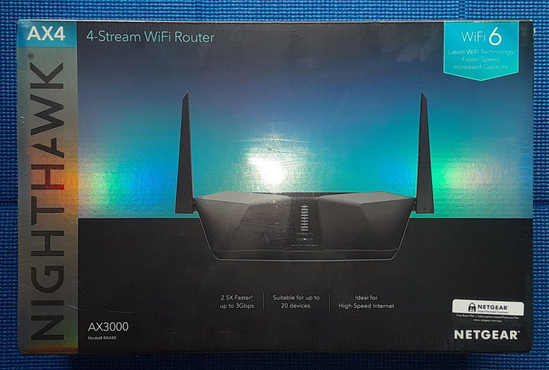 NETGEAR NIGHTHAWK AX4 4-Stream AX3000 Wi-Fi6 Router 2.4/5GHz (RAX40-100NAS)