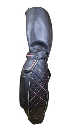 XXIO Ladies Cart Bag Navy Blue Pink 5-Way Divide Single Strap Golf Bag Headcover