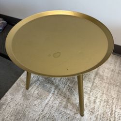 Metal Side Table Round Gold Colored 