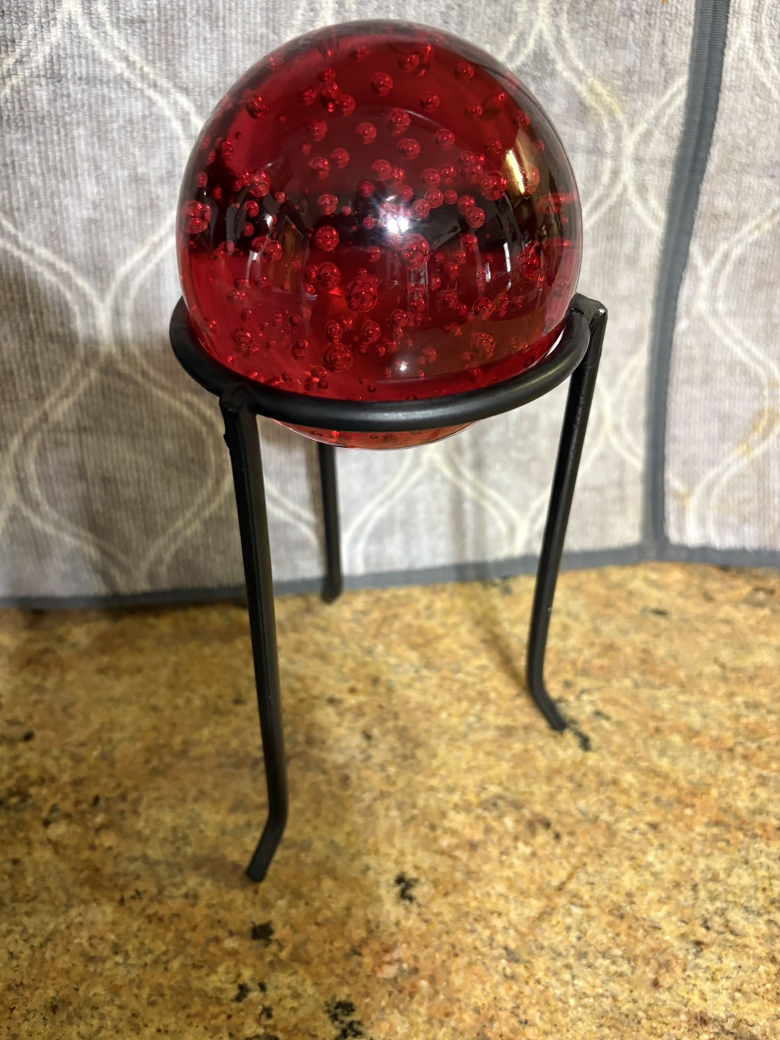 Vintage Ruby Red Paperweight Clear Art Glass Controlled Bubbles