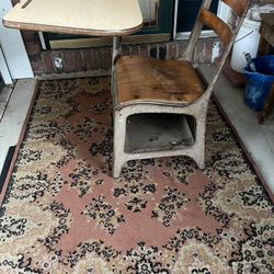 Antique School  Desk Heavy Metal Shows Wear Fully Functional 