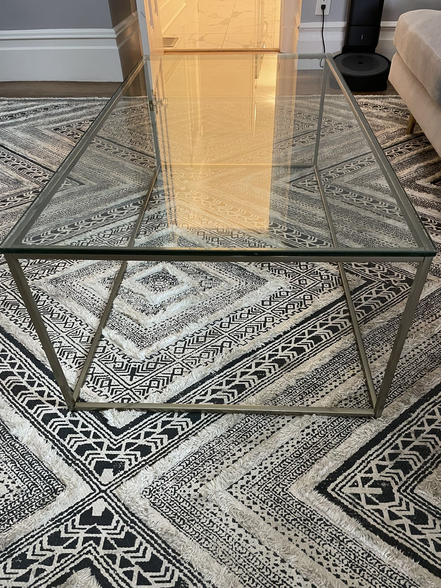 West Elm Glass Coffee Table 