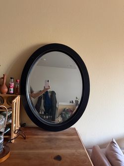 Large Black Oval Mirror