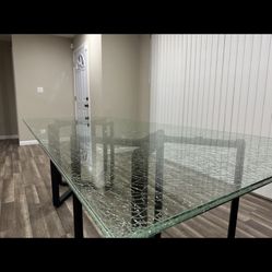 Custom Glass Dining Table Crackle Glass 
