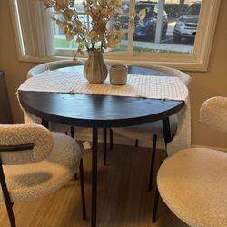  Black Wood Round Dining Table