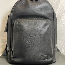 Unisex Black Leather Tumi Book Bag Backpack