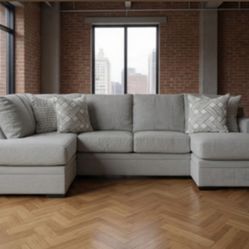 Gray Sectional 2-Piece w/ right chaise and ottoman