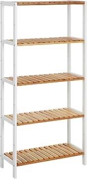 Bamboo Storage Shelf, 5-Tier Shelving Unit, Multifunctional, in The Entryway, Bathroom, Living Room, Balcony, Kitchen, 10.2 x 23.6 x 51.2 Inches, Clou