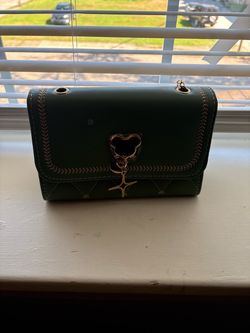 Green Crossbody Bag with Gold Hardware