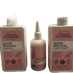 Rhyme & Reason Wave Revival Hair Care Set – Shampoo, Conditioner & Gel Serum with Jojoba Oil and Hibiscus Flower