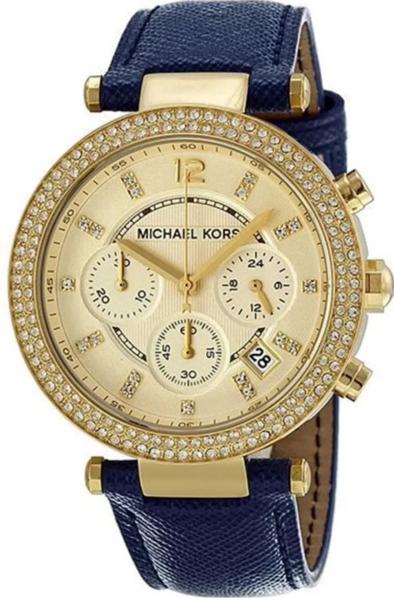 Michael Kors MK2280 Parker Chronograph Gold Dial Women's Watch NWT