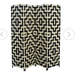  ORE International 4-Panel Black Paper Folding Contemporary/Modern Style Room Divider (New In Box)