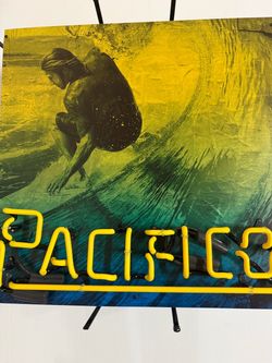 Pacifico Beer Neon Sign with Surfer Graphic