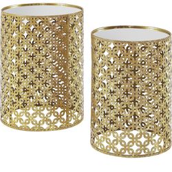 Linon Alina Round Nesting Tables (Set Of 2), Gold  Brand Linon Product Dimensions 15.75"D x 15.75"W x 21.87"H Item Weight 17 Pounds Maximum Weight Rec