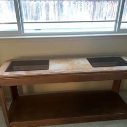 Long table glass and wood // Furniture