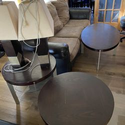 Ashley Furniture…Couch, Chair with footstool, Coffee Table, 2 Side Tables with glass shelves, 2 lamps