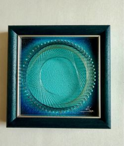 Modern 3D Wall Art / Ocean Blue Turquoise Geometric String Art / 6 in X 6 in