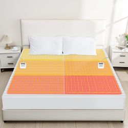 ALMAH Electric Heated Mattress Pad Queen,6-Zone Heating Bed Warmer #1033K UP1