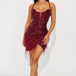 Burgundy FN Mini dress