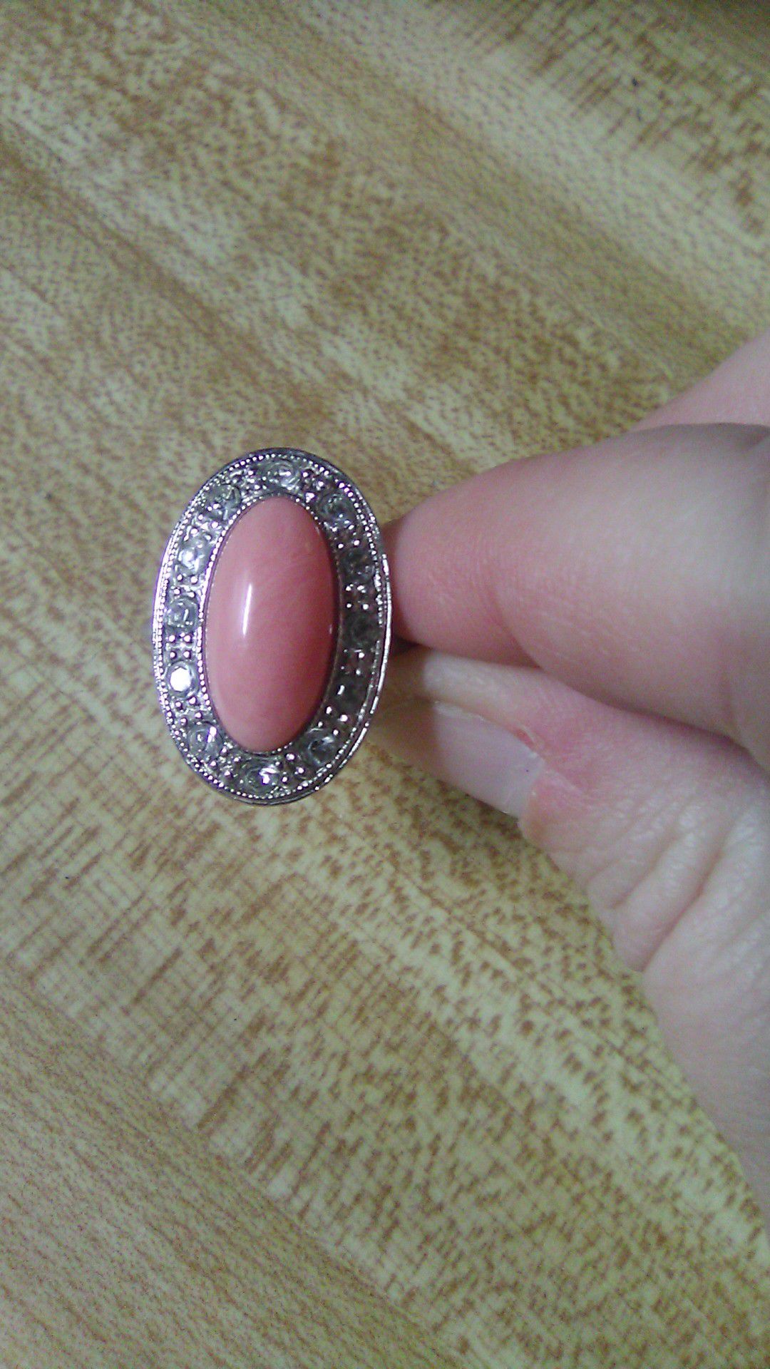 Beautiful pink sterling silver gemstone ring