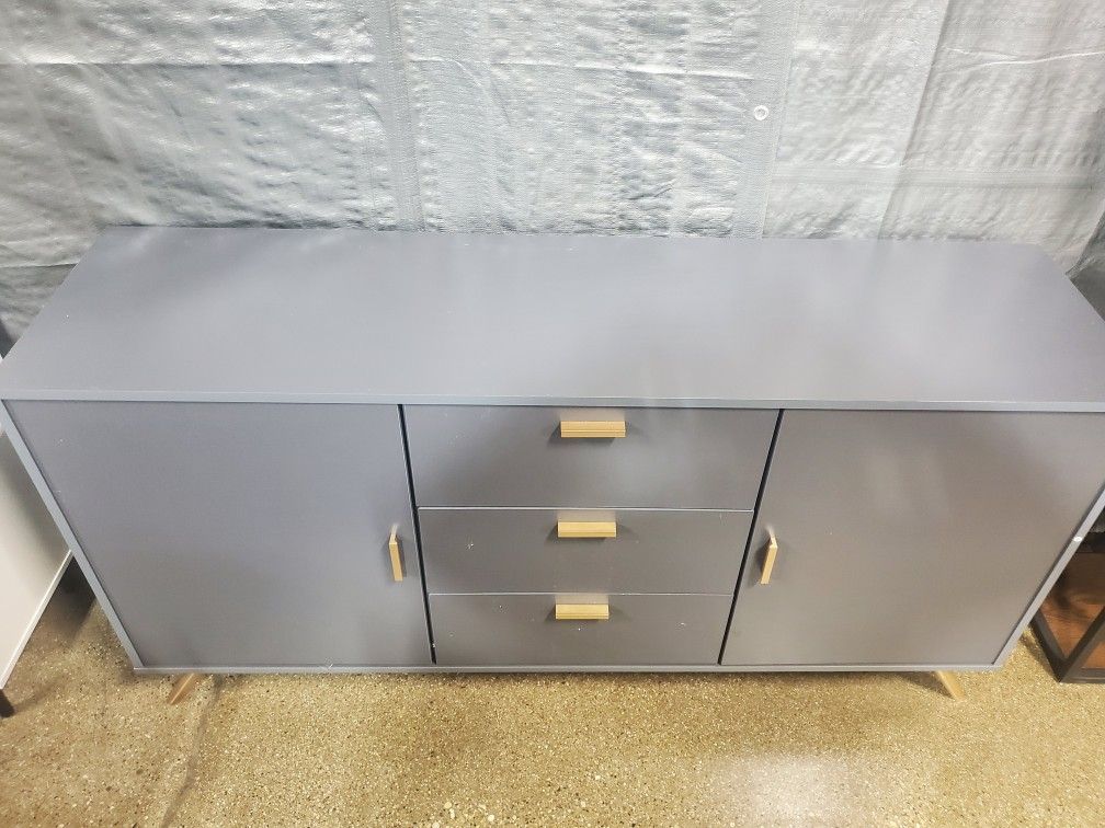 Mid Century Modern Style Grey and Gold Sideboard Buffet(New)