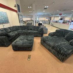 Black Color Fluffy Corduroy Sectional Couch 🛋️ L Shaped Sectional, U Shaped Sectional, Ottoman, Oversized Chair 🪑 Color Options 