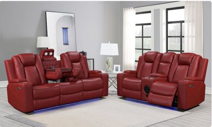 Red Power Recliner Sofa and Loveseat Set- finance available