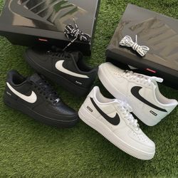 Nike Air Force 1 Low Supreme White Black New Authentic Size 8-10.5