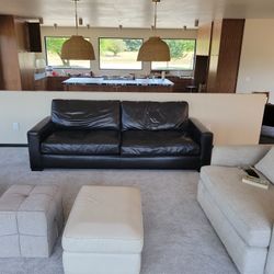 Restoration Hardware Leather Maxwell Sofa 8 Ft BLACK 