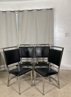 Black & Chrome Dining Accent Chairs (4)
