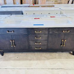 Brand new Bathroom Vanity in Dark brown 80”, double sink, soft close and solid wood. $949 