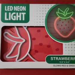 Led Neon Light Strawberry 12.6" x 16.9" Glows Red & Green
