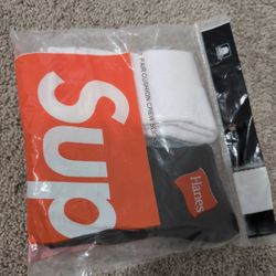 White and black supreme socks