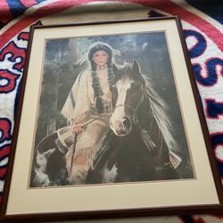 Indian girl on horse print