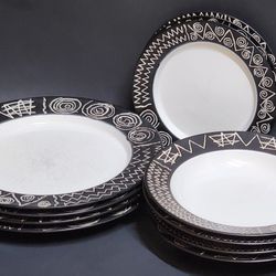 Scraffito by Habitat made in Japan 80s original 11pc dinner service