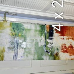 Roughly a four foot by two foot painting abstract