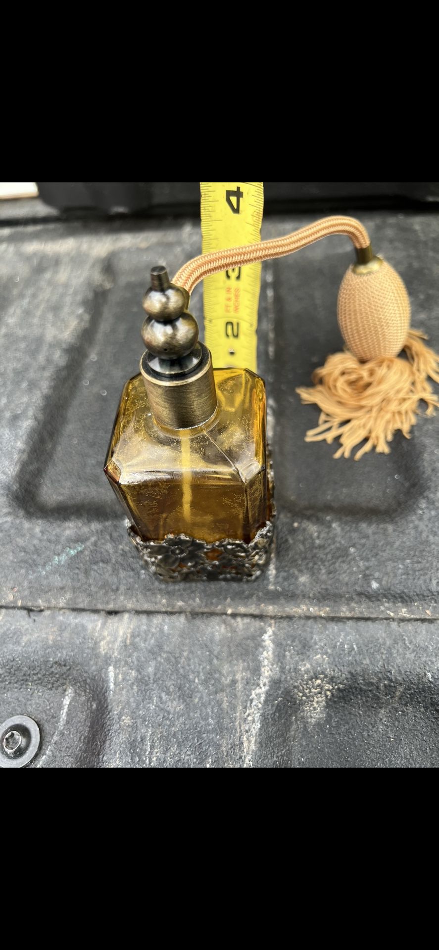 Vintage Atomizer Amber Colored Perfume Sprayer Square