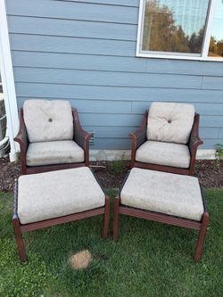 Patio Chairs with Ottomans Set of 2