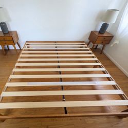 Solid Wood Queen Platform Bed Frame - Walnut